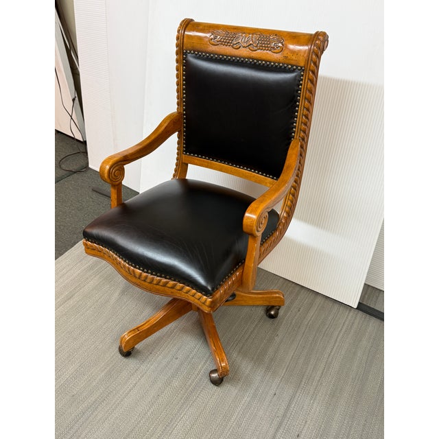 Traditional Ethan Allen Office Chair on Rollers For Sale - Image 3 of 12
