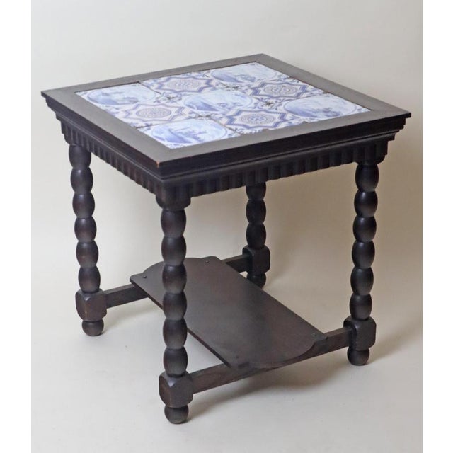 1930s Art Deco Delft Oak Table with 18th-Century Tiles, 1930s For Sale - Image 5 of 13