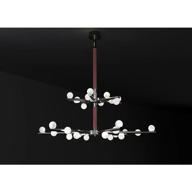 Demetra shiny black metal double chandelier by alabastro italiano dimensions: d 85 x w 97 x h 96 cm. Materials: white...