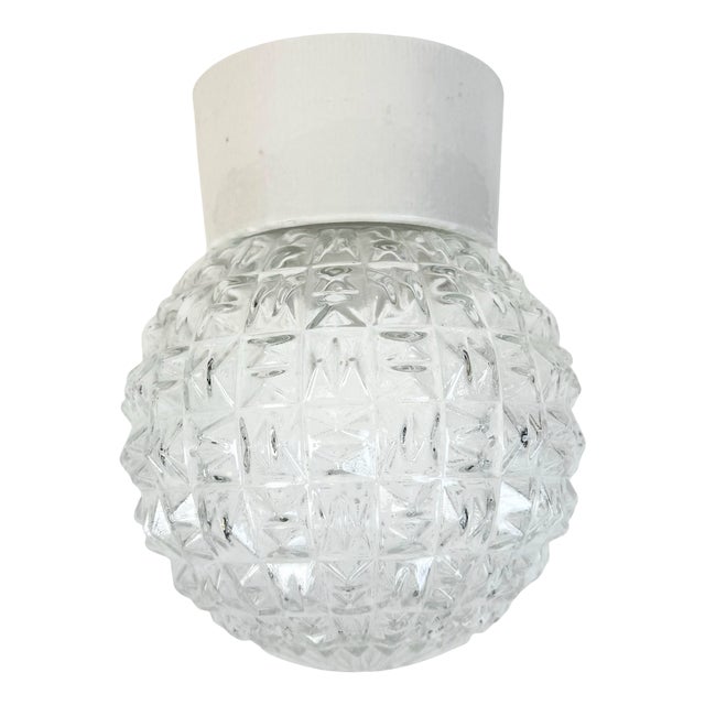 Vintage White Porcelain Ceiling Light, 1970s For Sale