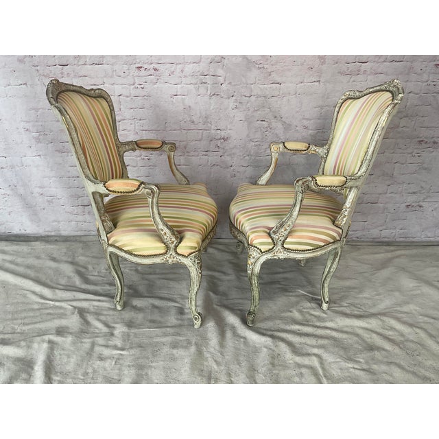 Wood 19th Century French Louis XV Style Rococo Fauteuil Armchairs For Sale - Image 7 of 11