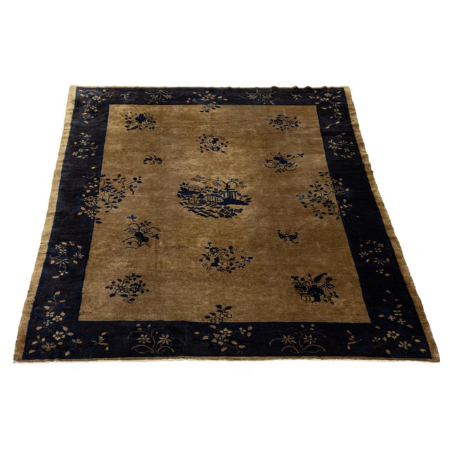 1920s Handmade Antique Art Deco Brown Wool Rug With Classic Chinese Design For Sale - Image 5 of 11