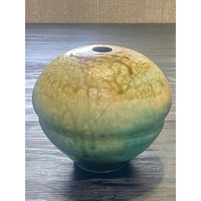 Mid-Century Modern Vintage Raku Studio Pottery Vase by Joe Winter For Sale - Image 3 of 9