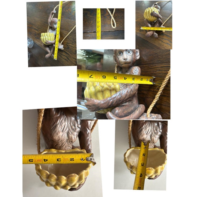 Hanging Planter Swinging Monkey With Banana Bowl “Porch Monkey” Vintage 1970s For Sale - Image 11 of 11