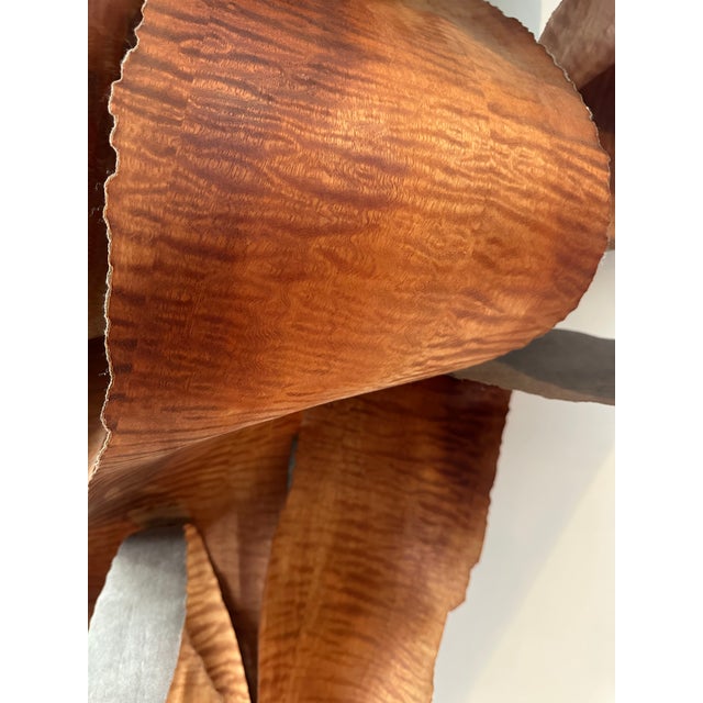 Leon Dickey Signed 2016 African Wood Veneer Abstract Wall Sculpture, 5 Ft For Sale - Image 11 of 15