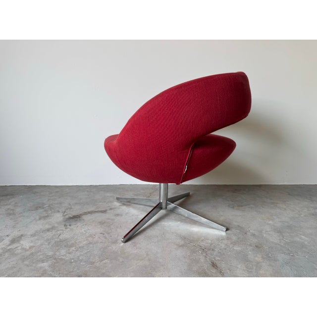 Vintage Italian Postmodern-Style Red Swivel Lounge Chair by Italianadivani For Sale - Image 4 of 12