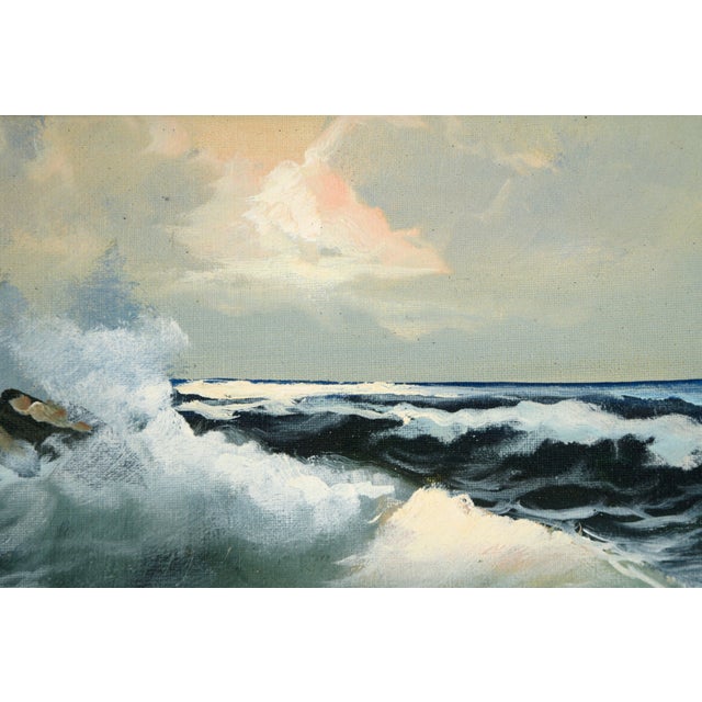 Mid 20th Century Impressionistic Seascape With Waves on Rocks For Sale - Image 5 of 7