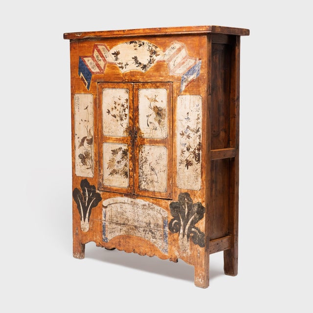 Wood Chinese Painted Autumn Harvest Cabinet, C. 1800 For Sale - Image 7 of 9