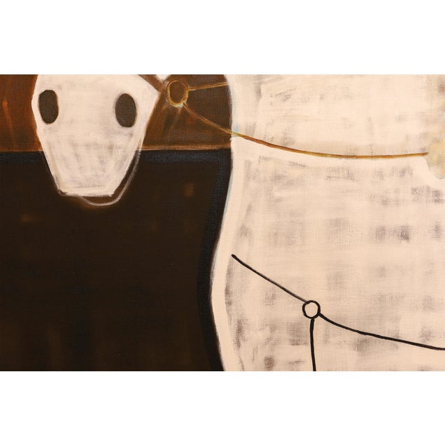 Textile Man on Horseback Oil Painting, Large Equestrian Portrait Painting 170 X 210 Cm For Sale - Image 7 of 11