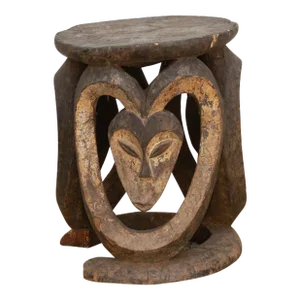 Antique Carved & Painted African Eket Stool