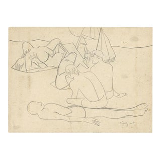 "Beach Scene I" Figure Sketch by Wouyart For Sale