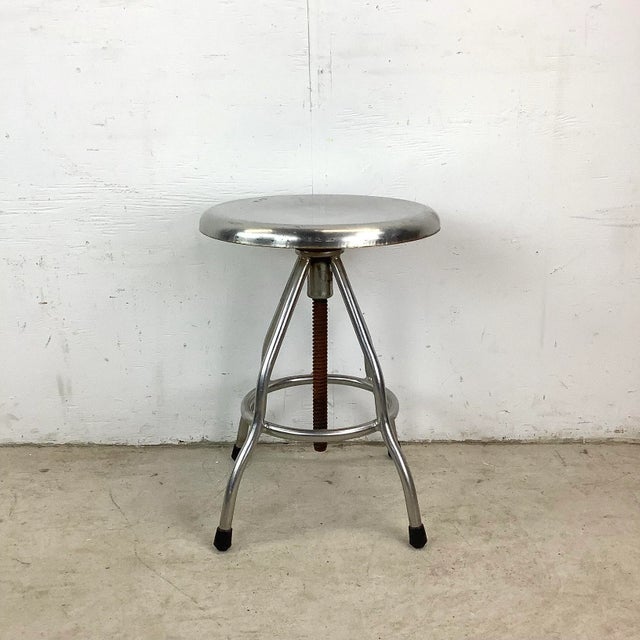 Silver Vintage Industrial Swivel Stool For Sale - Image 8 of 12