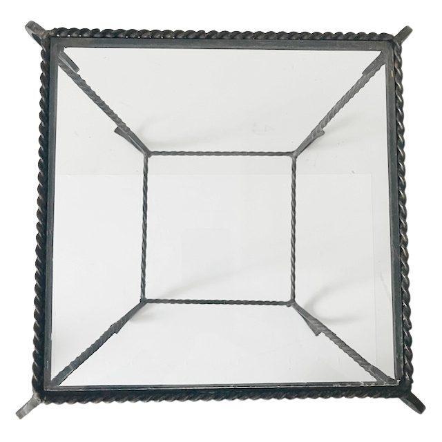Vintage Wrought Iron and Glass Side Table, 1960s For Sale - Image 5 of 7
