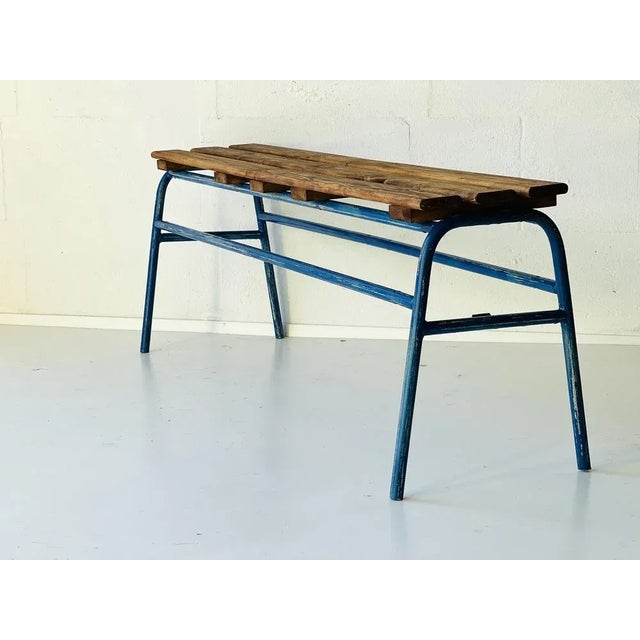 Metal and Pine Bench, 1970s For Sale - Image 11 of 11