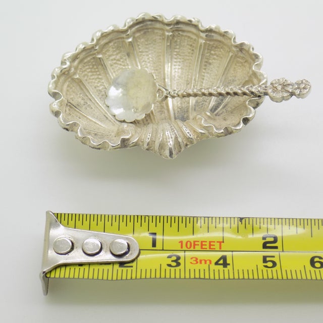 Vintage Italian Handmade Genuine Silver Shell Shaped Salt or Pepper Cellar, 1960s For Sale - Image 10 of 11
