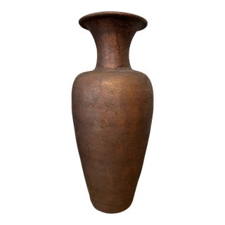 Extra Large 36” Vessel “Montaage” Brand Terracotta Floor Vase in Umbria Plum Glaze For Sale