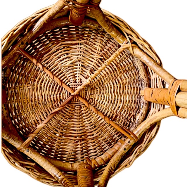 Pair of Vintage Bamboo & Wicker Counter Stools – Effortless Coastal Vibe For Sale In Palm Springs - Image 6 of 10