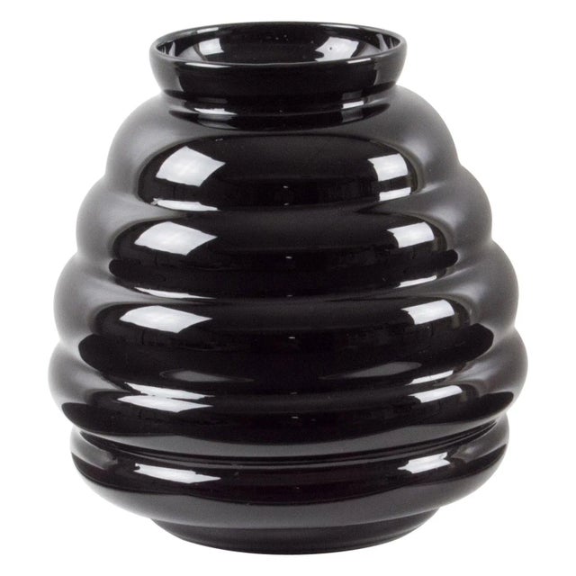 Oversized Black Opaline Glass Vase, Belgium 1950s For Sale In Atlanta - Image 6 of 7