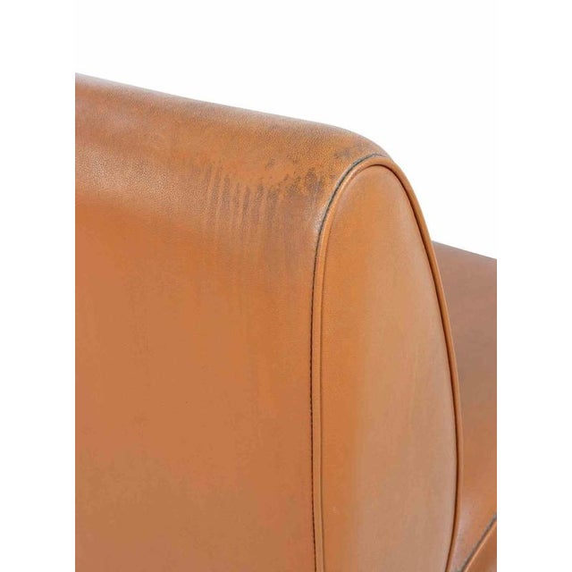 Vintage Italian Armchairs in Mahogany Wood and Padded Leather, 1950s For Sale - Image 6 of 8