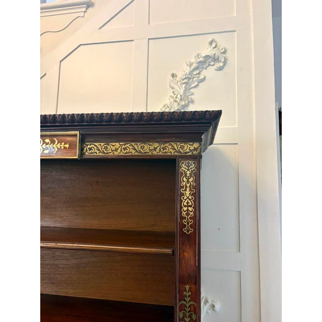 Antique Regency Open Bookcase in Rosewood with Brass Inlaid, 1820 For Sale - Image 10 of 18