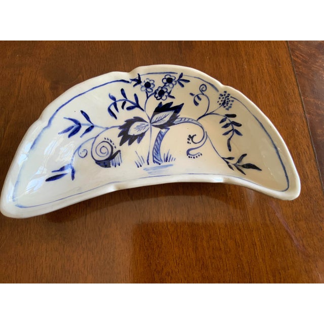 Antique Blue & White Floral Crescent/ Half Moon Dishes Beautiful hand-painted blue and white floral dishes. Great for...