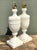 Metal Vintage Carved Alabaster Lamps - A Pair For Sale - Image 7 of 12