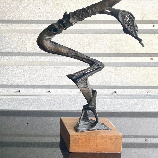 Midcentury Brutalist Bronze Abstract Sculpture Signed Robert Cool For Sale - Image 15 of 16