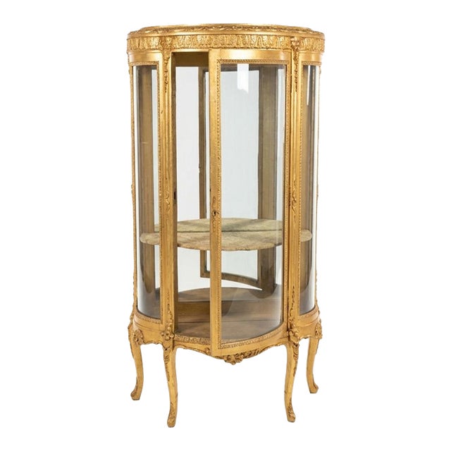 Mid 20th Century French Louis XVI Style Giltwood Vitrine For Sale