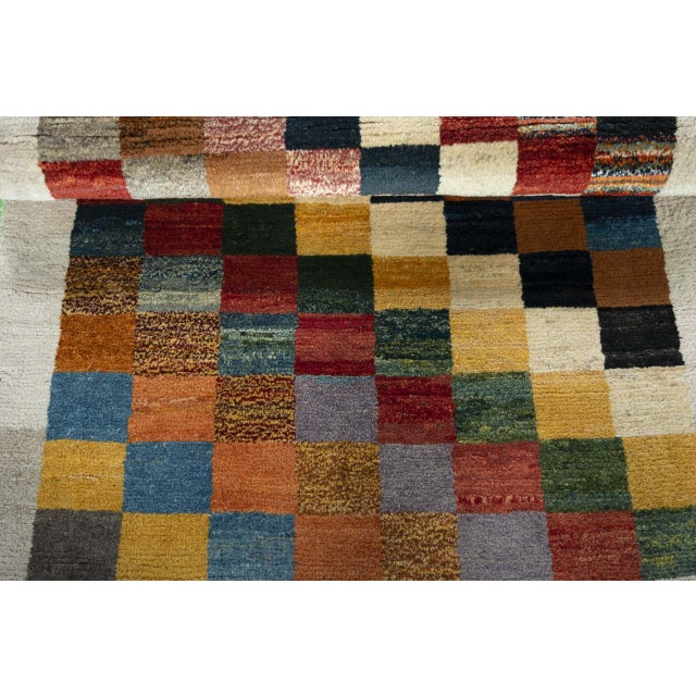 Beige Hand-Knotted Gabbeh Nomadic Rug For Sale - Image 8 of 11