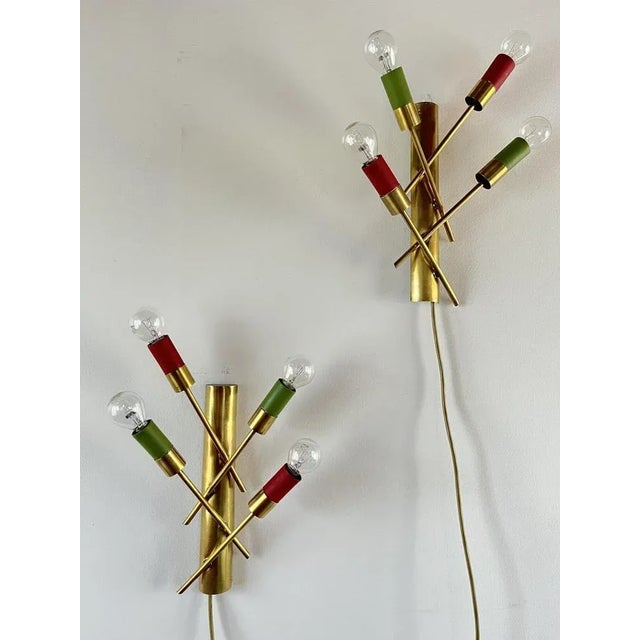 Italian Wall Lamps in Brass, 1950s, Set of 2 For Sale - Image 10 of 10
