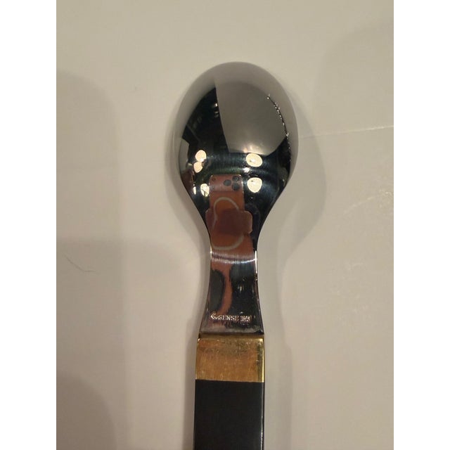 Rare Set of Vintage Swedish Stainless Steel Brass & Wood Flatware For Sale - Image 12 of 15