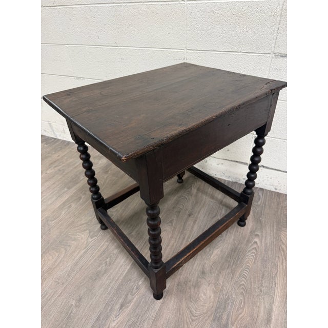 Antique English William and Mary Style Bobbin Oak Side Table Lowboy Table For Sale - Image 11 of 11