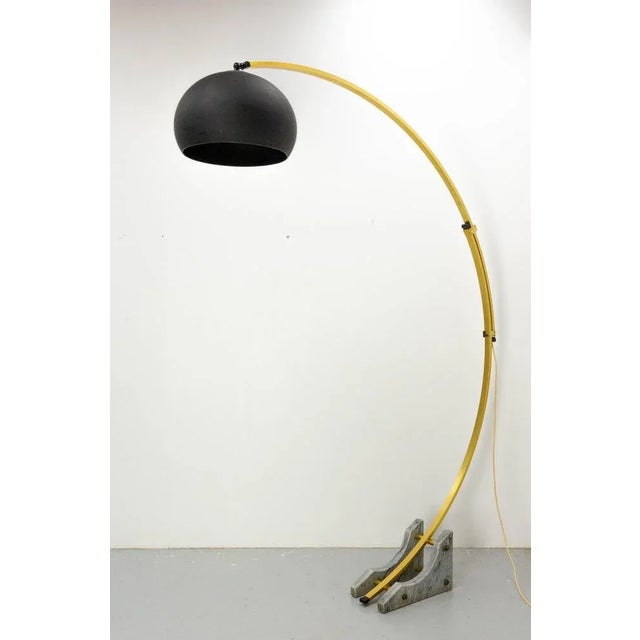 With gold anodized pull stand marble arc floor lamp attributed to goffredo reggiani for reggiani lampadari. The chrome...