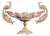 Large Hollywood Regency Peacock Centerpiece Bowl in Gilt Metal and Porcelain, 1930s For Sale