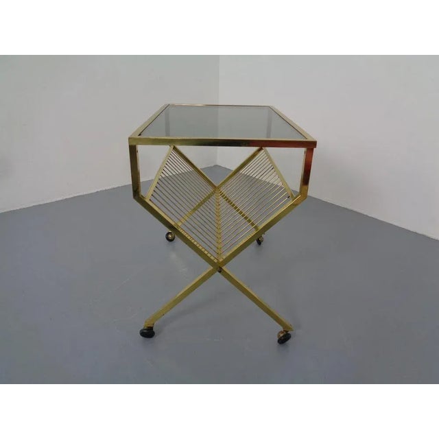 1960s French Brass & Glass Cart with Magazine Rack, 1960s For Sale - Image 5 of 16
