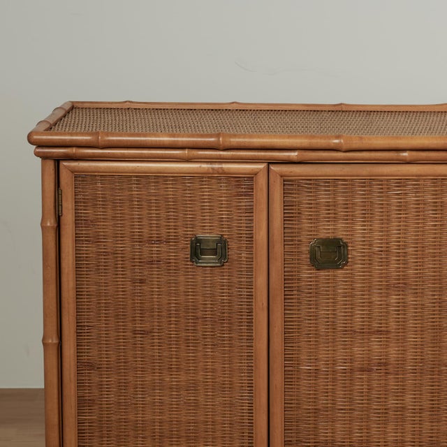 American of Martinsville Vintage Faux Bamboo and Wicker Cabinet Chest by American of Martinsville For Sale - Image 4 of 16