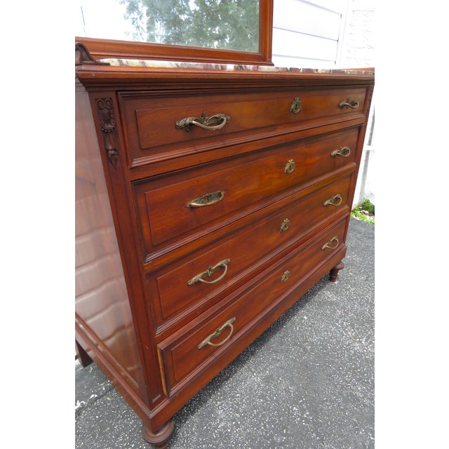 Eastlake Victorian Early 1880s Marble Top Large Dresser With Mirror Chairish