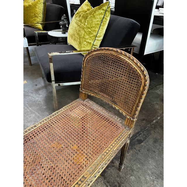19th Century Antique French Caned & Gilded Vanity Bench For Sale - Image 5 of 6