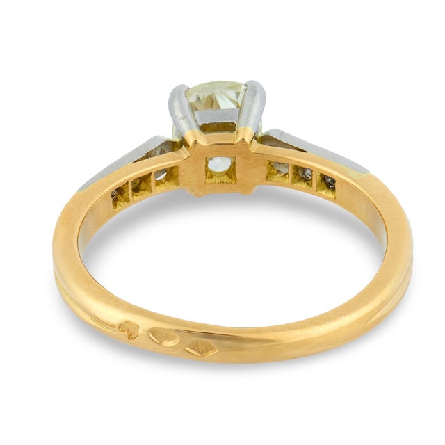 Mid 20th Century French Gia 1.00 Carat Old Mine Cut Diamond 18k Yellow Gold Engagement Ring, Size 6 For Sale In Los Angeles - Image 6 of 7