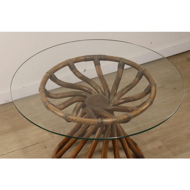 Bamboo and Glass Table by Bernard Govin for Eguizier, 1970s For Sale - Image 9 of 18
