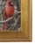 Wildlife Nature Red Cardinal Bird portrait study, acrylic painting on artist panel. Included are the antiqued gold wood...