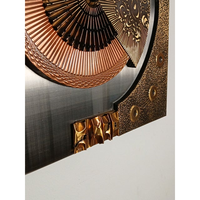 1970's Brutalist Mixed Metal High Relief Wall Decor. By Stephen Chun For Sale In Philadelphia - Image 6 of 15