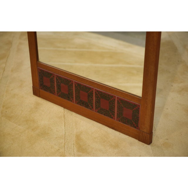 Scandinavian Teak and Ceramic Mirror, 1960s For Sale - Image 6 of 7