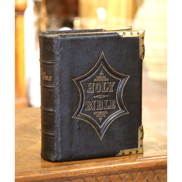 19th Century English Leather-Bound Illustrated Family Bible With Brass Mounts For Sale - Image 9 of 12