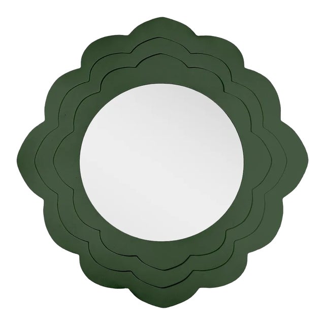 Fleur Home Audubon Magnolia Circle Mirror in Duck Green, 30x30 For Sale