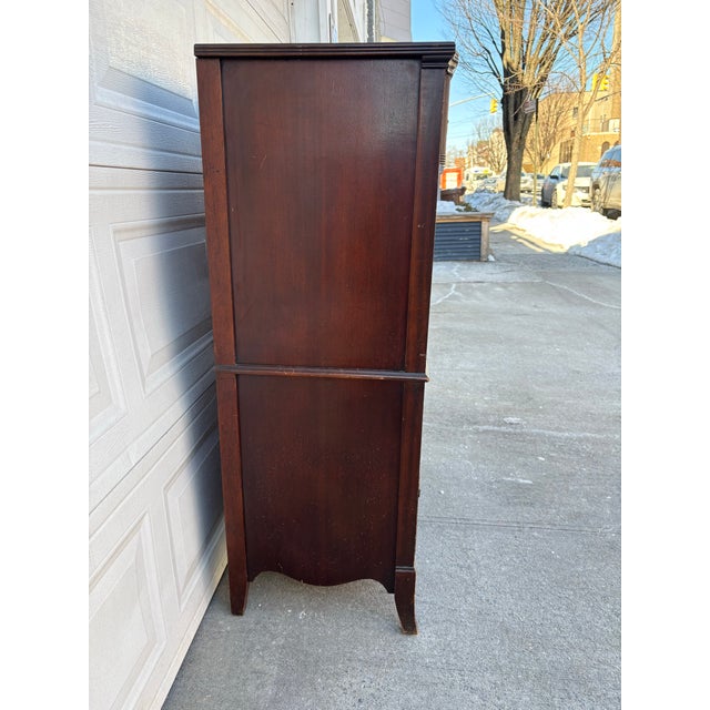 Vintage Tall Mahogany Dresser | Highboy Chest | Colonial Style Bedroom Chest | Five Drawer Dresser | Classic Dark Wood Storage Cabinet For Sale - Image 4 of 12