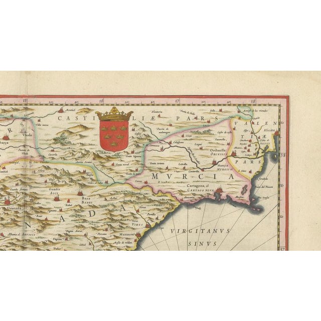 Black Map of Granada and Murcia in Spain from Blaeu, 1642 For Sale - Image 8 of 13