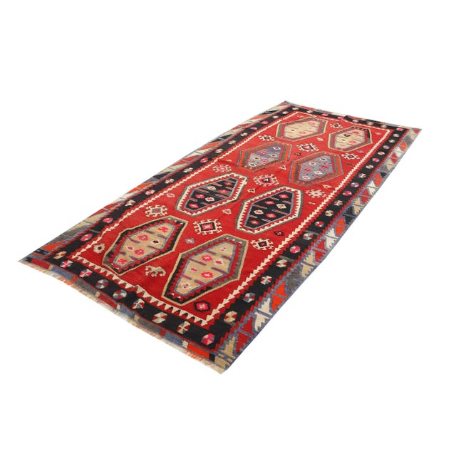 Traditional Mid 20th Century Vintage Turkish Wool Kilim Rug For Sale - Image 3 of 7