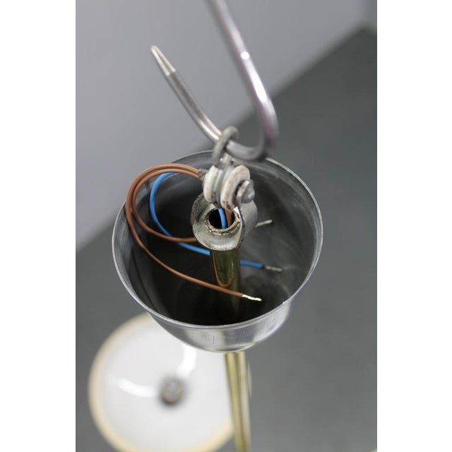 Art Deco Brass, Glass, and Aluminum Chandelier with Cream Glass, Czechoslovakia, 1930s For Sale - Image 12 of 14