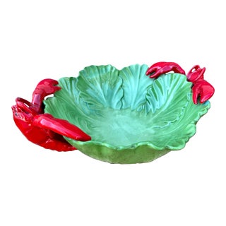 Brad Keeler Large Ceramic Lobster and Cabbage Bowl For Sale